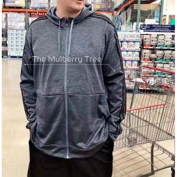 Adidas Men’s M Tech Fleece Full Zip Long Sleeve Hoody Sweatshirt Blue - Picture 10 of 11